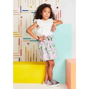 Kidpik PURPLE POPPY‎ SKIRT PULL ON PURPLE FLOWER BELTED SKATER SKIRT NEW L